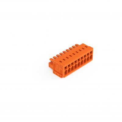 1-przewodowe gniazdo CAGE CLAMP pełna ochrona przed błędnym wetknięciem pomarańczowa /50szt./ WAGO (734-209)