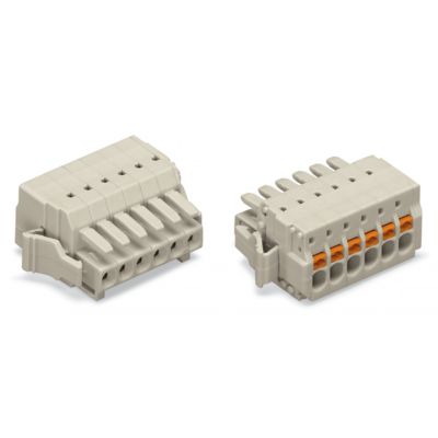 1-przewodowe gniazdo przycisk Push-in CAGE CLAMP pełna ochrona przed błędnym wetknięciem jasnoszary /50szt./ WAGO (2734-108/037-000)