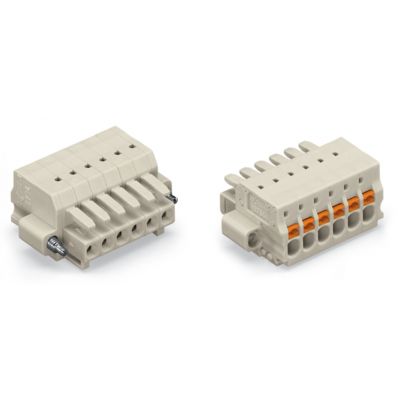 1-przewodowe gniazdo przycisk Push-in CAGE CLAMP pełna ochrona przed błędnym wetknięciem jasnoszary /50szt./ WAGO (2734-108/107-000)