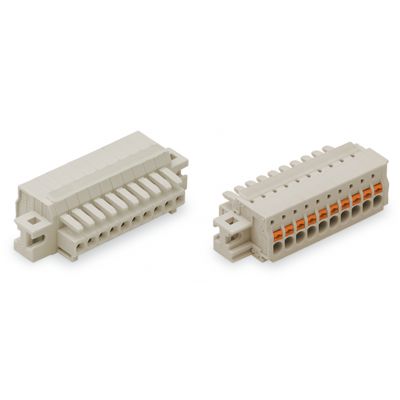 1-przewodowe gniazdo przycisk Push-in CAGE CLAMP pełna ochrona przed błędnym wetknięciem jasnoszary /50szt./ WAGO (2734-110/027-000)