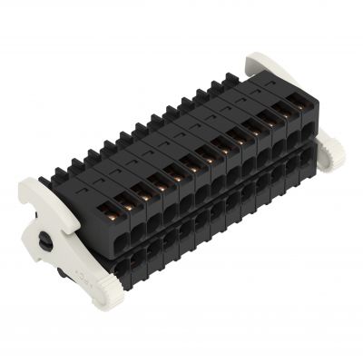 1-przewodowe gniazdo 2-rzędowe CAGE CLAMP pełna ochrona przed błędnym wetknięciem czarny /50szt./ WAGO (713-1104/037-047)