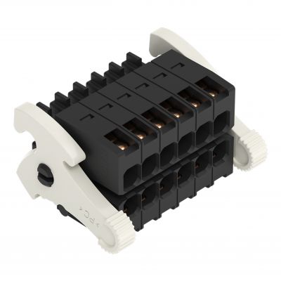 1-przewodowe gniazdo 2-rzędowe CAGE CLAMP pełna ochrona przed błędnym wetknięciem czarny /25szt./ WAGO (713-1106/037-000)
