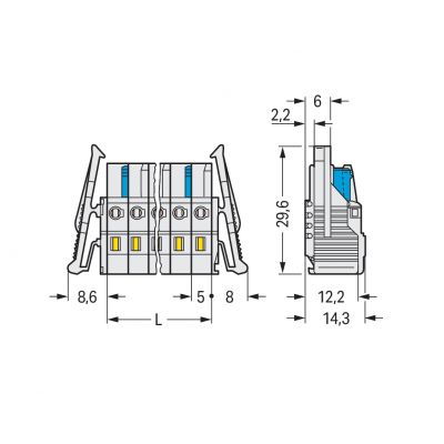 1-przewodowe gniazdo CAGE CLAMP pełna ochrona przed błędnym wetknięciem jasnoszary /25szt./ WAGO (721-114/037-000)