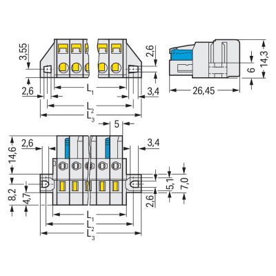1-przewodowe gniazdo CAGE CLAMP pełna ochrona przed błędnym wetknięciem jasnoszary /25szt./ WAGO (721-114/031-000)