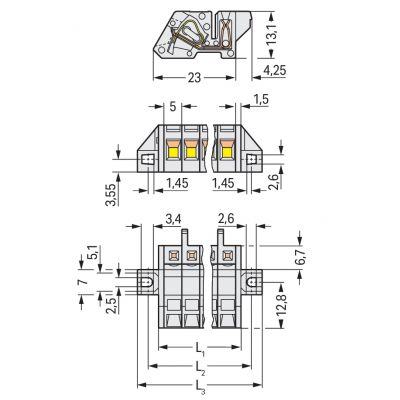 1-przewodowe gniazdo kątowe CAGE CLAMP pełna ochrona przed błędnym wetknięciem jasnoszary /10szt./ WAGO (721-315/031-000)