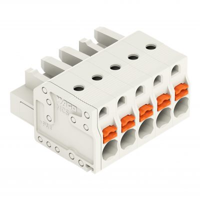 1-przewodowe gniazdo przycisk Push-in CAGE CLAMP pełna ochrona przed błędnym wetknięciem jasnoszary /100szt./ WAGO (2721-105/026-000)