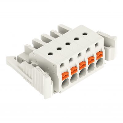 1-przewodowe gniazdo przycisk Push-in CAGE CLAMP pełna ochrona przed błędnym wetknięciem jasnoszary /50szt./ WAGO (2721-105/037-000)