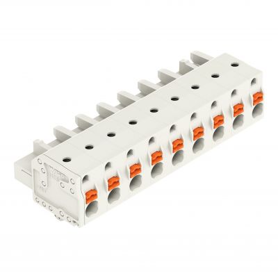 1-przewodowe gniazdo przycisk Push-in CAGE CLAMP pełna ochrona przed błędnym wetknięciem jasnoszary /25szt./ WAGO (2721-209/008-000)