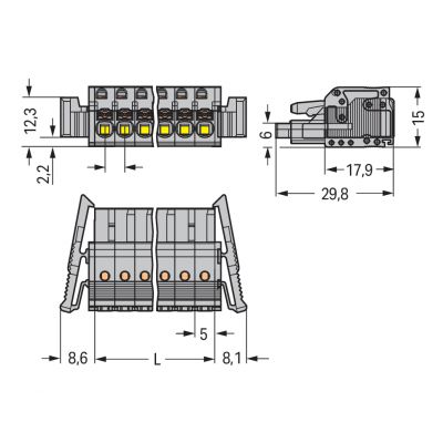 1-przewodowe gniazdo przycisk Push-in CAGE CLAMP szara /25szt./ WAGO (2231-113/037-000)