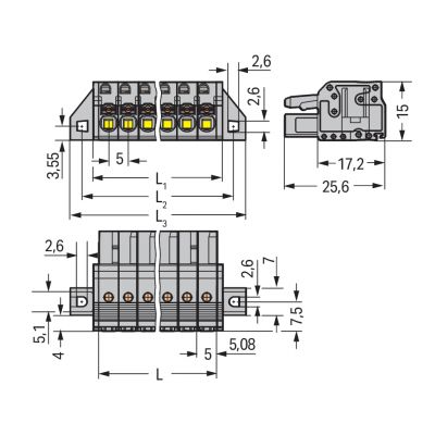 1-przewodowe gniazdo przycisk Push-in CAGE CLAMP szara /25szt./ WAGO (2231-114/031-000)
