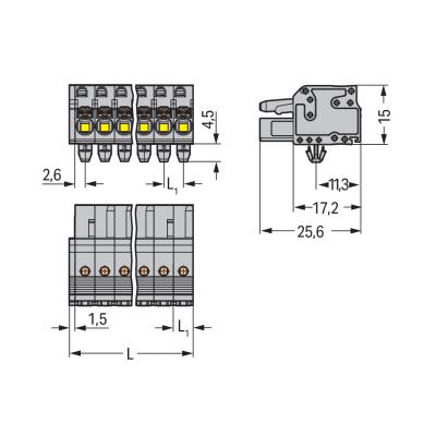 1-przewodowe gniazdo przycisk Push-in CAGE CLAMP szara /25szt./ WAGO (2231-115/008-000)