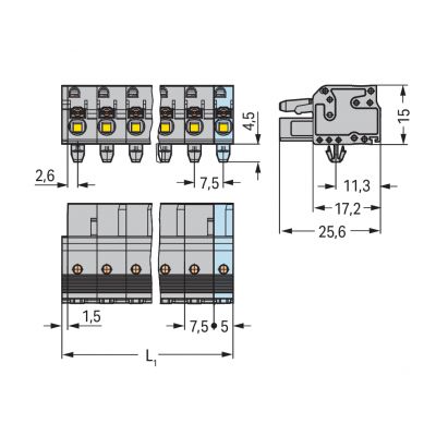 1-przewodowe gniazdo przycisk Push-in CAGE CLAMP szara /50szt./ WAGO (2231-204/008-000)