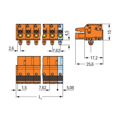 1-przewodowe gniazdo przycisk Push-in CAGE CLAMP pomarańczowa /25szt./ WAGO (2231-709/008-000)
