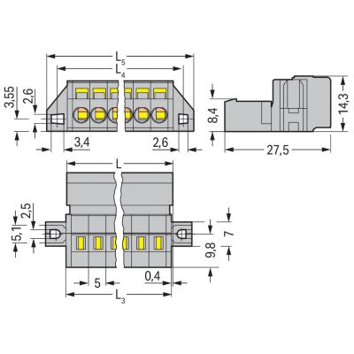 Wtyk 1-przewodowy CAGE CLAMP szary /10szt./ WAGO (231-619/019-000)
