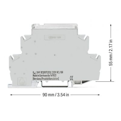Moduł przekaźnika implusowego nominalne napięcie wejściowe 24V DC 1 zestyk zwierny graniczny prąd stały 16A sygnalizacja statusu czerwony szerokość 18mm 2,50mm2 szary WAGO (789-571)