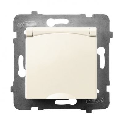 ARIA Gniazdo bryzgoszczelne z uziemieniem IP44 klapka w kolorze wyrobu kolor ecru GPH-1UZ/m/27/w OSPEL (GPH-1UZ/m/27/w)