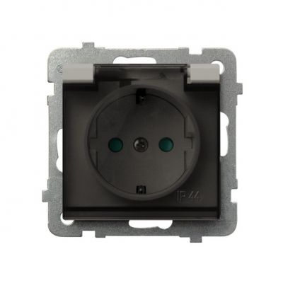 SONATA Gniazdo bryzgoszczelne z uziemieniem IP44 klapka przezroczysta kolor kaszmir GPH-1RZ/m/82/d OSPEL (GPH-1RZ/m/82/d)