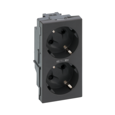 Simon Connect Gniazdo podwójne S500 Schuko 2x230V 16A z sygnalizacją śrubowe szary grafit 50010472-038 KONTAKT (50010472-038)