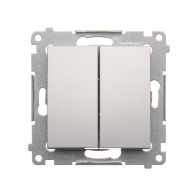 Simon 54 Przycisk podwójny zwierny bez piktogramu 10A 250V szybkozłączka srebrny mat DP2.01/43 KONTAKT (DP2.01/43)