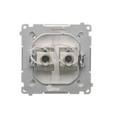 Simon Basic Gniazdo komputerowe RJ45 kategoria 6 podwójne ekranowane z przesłoną przeciwkurzową . Montaż na łapki lub wkręty biały BM62E.01/11 KONTAKT (BM62E.01/11)