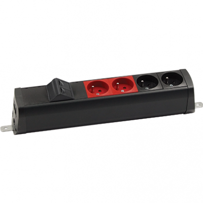 SIMON 480 TS48-230E220K0-44 Listwa poszerzona 2 gn. typ E; 2 gn. UPS i płytka 2xRJ45 keystone; złącz 48230E220K00000-44 KONTAKT (48230E220K00000-44)