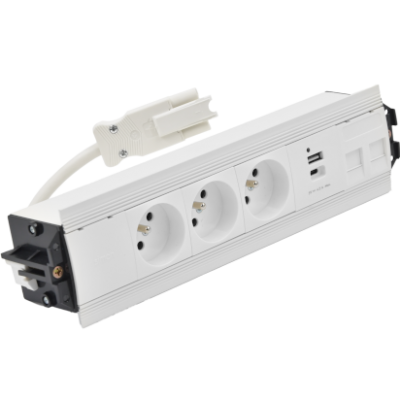 SIMON 480 TS48-510E30BK0-33 Indesk 3 gn. typ E + ładow. USB A+C i płytka dla 2 złączy RJ45 keystone; 48510E30BK00000-33 KONTAKT (48510E30BK00000-33)