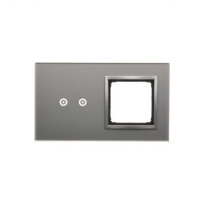 Simon 54 Touch Panel dotykowy S54 Touch 2 moduły 2 pola dotykowe poziome + 1 otwór na osprzęt S54 srebrna mgła DSTR220/71 KONTAKT (DSTR220/71)