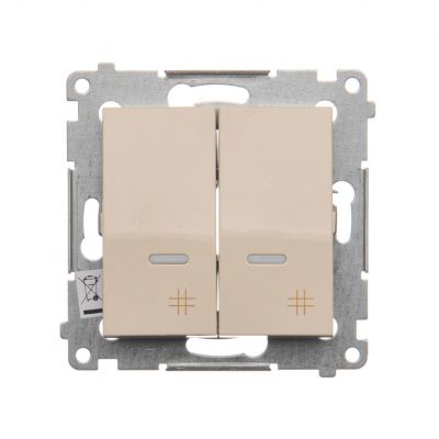 Simon 54 Łącznik krzyżowy podwójny z podświetleniem 10A 250V szybkozłączka kremowy DW7/2L.01/41 KONTAKT (DW7/2L.01/41)