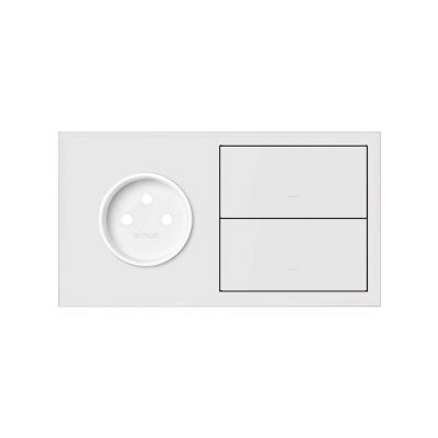 Simon 100 Panel 2-krotny: 1 gniazdo + 1 klawisz + 1 zaślepka biały mat 10020221-230 KONTAKT (10020221-230)