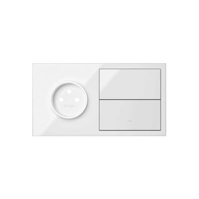 Simon 100 Panel 2-krotny: 1 gniazdo + 1 klawisz + 1 zaślepka biały 10020221-130 KONTAKT (10020221-130)