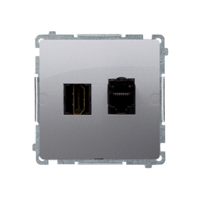 Simon Basic Gniazdo HDMI + RJ45 kat.6. srebrny mat BMGHRJ45.01/43 KONTAKT (BMGHRJ45.01/43)
