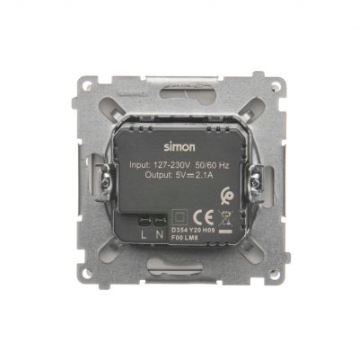 Simon Basic Ładowarka 2 x USB 2.1 A 5V DC 230V satynowy BMC2USB.01/29 KONTAKT (BMC2USB.01/29)