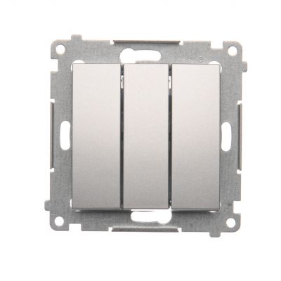 Simon 54 Przycisk potrójny z podświetleniem LED 10A 250V szybkozłączka srebrny mat DP31L.01/43 KONTAKT (DP31L.01/43)
