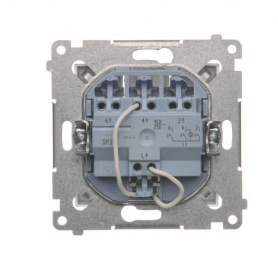 Simon 54 Przycisk potrójny z podświetleniem LED 10A 250V szybkozłączka srebrny mat DP31L.01/43 KONTAKT (DP31L.01/43)