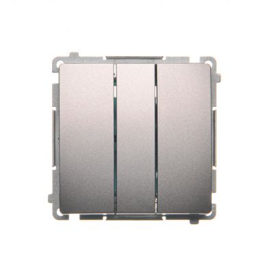 Simon Basic Przycisk potrójny 10A 250V szybkozłączka stal inox BMP31.01/21 KONTAKT (BMP31.01/21)