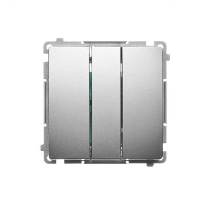 Simon Basic Przycisk potrójny z podświetleniem LED 10A 250V szybkozłączka satynowy BMP31L.01/29 KONTAKT (BMP31L.01/29)