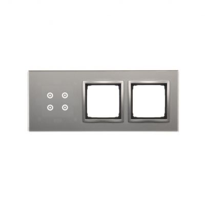 Simon 54 Touch Panel dotykowy S54 Touch 3 moduły 4 pola dotykowe + 2 otwory na osprzęty S54 srebrna mgła DSTR3400/71 KONTAKT (DSTR3400/71)
