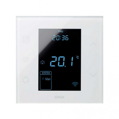 Simon 100 Termostat iO z czujnikiem zewnętrzym (sondą) 10A 127-230V zaciski śrubowe. !Wersja kompletna - monoblock do puszki 1-krotnej. biały 10000811-130 KONTAKT (10000811-130)