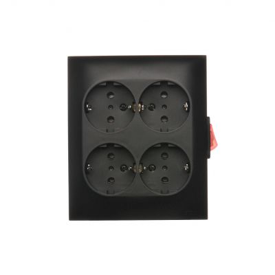 Simon Aquaclick Gniazdo wtyczkowe IP20 Schuko poczwórne 4-krotne z wbudowanym wyłącznikiem 16A 250 V~ zaciski śrubowe, czarny ACGSZN4W1/49 KONTAKT (ACGSZN4W1/49)