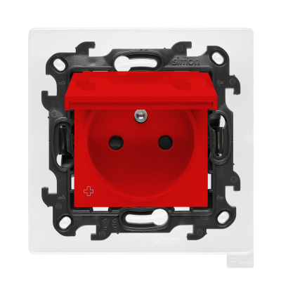 Simon 24; Gniazdo wtyczkowe pojedyncze z uziemieniem do wersji IP44 z uszczelką z przesłonami torów (NGZ1BCZ.01/22)