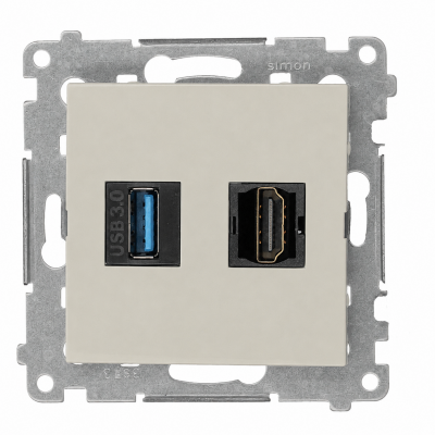 Simon 54 Gniazdo HDMI 1.4 + USB 3.0 kaszmir mat DGHDUSB3.01/42 (DGHDUSB3.01/42)