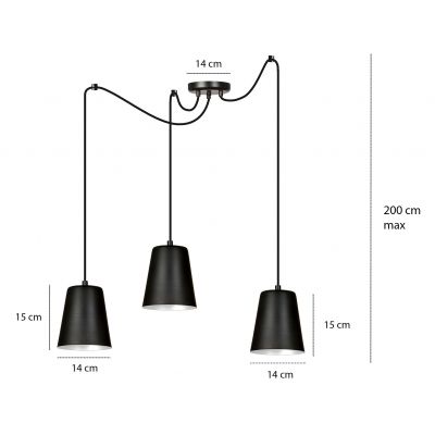 Emibig lampa wisząca LINK 3 BLACK / WHITE E27 60W MAX 454/3 (454/3)