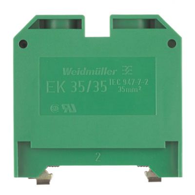 WEIDMULLER EK 35/35 Zacisk PE, złącze śrubowe, 35 mm², 800 V, liczba przyłączeń: 2, liczba poziomów: 1, żółty, zielony 0661460000 /20szt./ (0661460000)