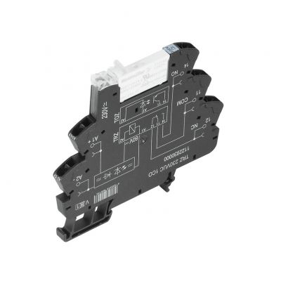 WEIDMULLER TRZ 60VUC 1CO AU Moduł przekaźnikowy, 60 V UC ±10 %, Zielona dioda LED, Prostownik, 1 zestyk przełączny (AgNi platerowane złotem) , 250 V AC, 6 A, złącze sprężynowe, P 1123150000 /10szt./ (1123150000)