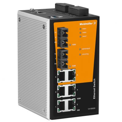 WEIDMULLER IE-SW-PL08M-6TX-2SCS Network switch (programowany), zarządzany, Fast Ethernet, Liczba portów: 6x RJ45, 2x SC jednomodowy, 0 °C...60 °C, IP30 1241090000 /1szt./ (1241090000)