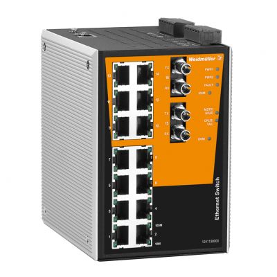 WEIDMULLER IE-SW-PL16M-14TX-2ST Network switch (programowany), zarządzany, Fast Ethernet, Liczba portów: 14x RJ45, 2 * ST wielomodowy, 0 °C...60 °C, IP30 1241130000 /1szt./ (1241130000)