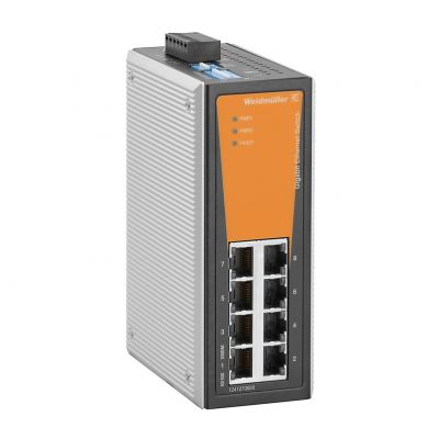 WEIDMULLER IE-SW-VL08-8GT Przełącznik sieciowy (prosty), niezarządzany, Gigabit Ethernet, Liczba portów: 8 * RJ45 10/100/1000BaseT(X), -10 °C...60 °C, IP30 1241270000 /1szt./ (1241270000)