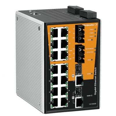 WEIDMULLER IE-SW-PL18M-2GC14TX2SCS Network switch (programowany), zarządzany, Fast/Gigabit Ethernet, Liczba portów: 14 * RJ45 10/100BaseT(X), 2x SC jednomodowy, 2 * porty combo (10/100/ 1241350000 /1s (1241350000)