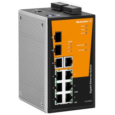 WEIDMULLER IE-SW-PL10MT-1GT-2GS-7TX Network switch (programowany), zarządzany, Fast/Gigabit Ethernet, Liczba portów: 1 * RJ45 10/100/1000BaseT(X), 2 * Slots 1000BaseSFP, 7 * RJ45 10/100B 1286940000 /1 (1286940000)
