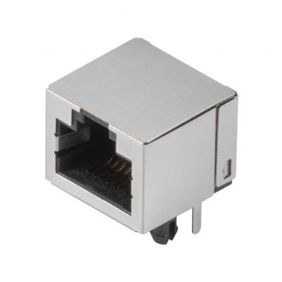 WEIDMULLER RJ45C5 T1U 2.8N4N TY Wtyk PCB złącza danych, Połączenie lutowane THR, 1.27 mm, Liczba biegunów: 8, 90°, 2.75 mm, Złoto na niklu, czarny, Tray 1455240000 /140szt./ (1455240000)